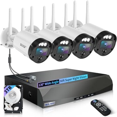 WEILAILIFE 90 Days Storage Outdoor Wireless Security Camera System Wireless Cameras for Home Security WiFi Video Surveillance Home Security Cameras Systems