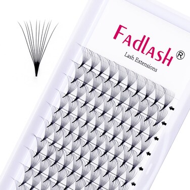 FADLASH Premade Volume Eyelash Extensions 007 10D Lash Extensions C Curl Premades 13mm Volume Premade Fans Pointed Base Middle Stem 10D007C 13mm