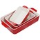 Kook Ceramic Bakeware Set Rectangular Baking Dishes For Casseroles Lasagna Cake Small Medium Large Pans Microwave Dishwasher Safe Set of 3 Cherry