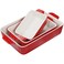 Kook Ceramic Bakeware Set Rectangular Baking Dishes For Casseroles Lasagna Cake Small Medium Large Pans Microwave Dishwasher Safe Set of 3 Cherry