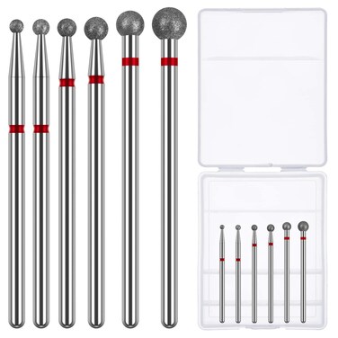Difenni Cuticle Drill BitNail Drill Bits Flame Cuticle Clean Drill Bit for 332Electric Nail File Machine Cuticle Bit Nail Prep Tool RedBall shape