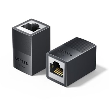 UGREEN Ethernet Extender 10Gbps2 Pack Ethernet Coupler with PoE Support 328ft Long Distance Extend Compatible with Cat8 Cat7 Cat6 Cat5 Cable Black