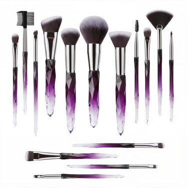 Kingtree Makeup Brushes 15PCS Crystal Makeup Brush Set Premium Synthetic Foundation Face Powder Foundation Eyeshadow Brushes Professional Make Up Kit