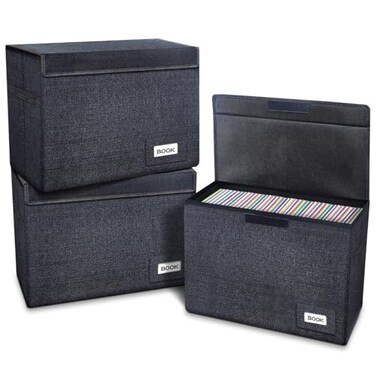 Leffis 3 Pack Comic Book Storage Comic Book Box Collapsible and Stackable Comic Short Box with Lid and Label Slot 155 X 75 X 113 Holds 150 Comics Black