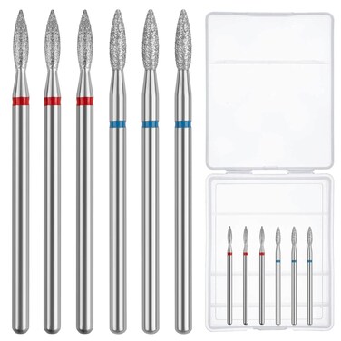 Difenni Cuticle Drill BitNail Drill Bits Flame Cuticle Clean Drill Bit for 332Electric Nail File Machine Cuticle Bit Nail Prep Tool Red BlueFlame Flame