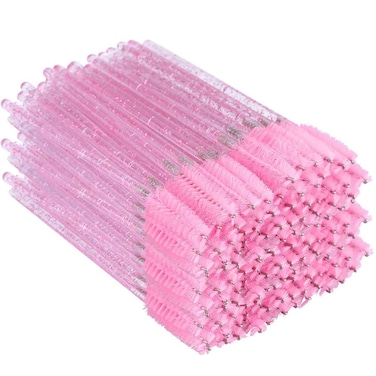 G2PLUS 300PCS Crystal Eyelash Brushes Pink Disposable Mascara Wands Makeup Applicator Adjustable Lash Spoolies for Eyelash Extensions and Eyebrow Brush