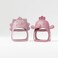Muqee Peeko Baby Teether Pack of 2 Wearable teether Pink Pacifier Teether Toy Little Chick Teether Mini Dino Teether Rose Pink Teether and Turkish Pink by
