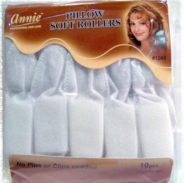 Annie Pillow Soft Rollers 10 Count White No Pins or Clips Needed Soft Satin Fabric Helps Prevent Breakage Snap Lock Closure Pillow Hair Rollers for Styling
