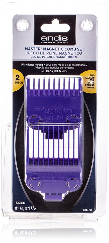 Andis 01420 Master Clipper Magnetic Comb Set Crafted with HighQuality Materials LongLasting Performance Dual Pack Sizes 05 15 and Fit with ML Models Purple