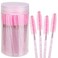 Elisel 100pcs Disposable Mascara Brushes with Container Mascara Wands Makeup Brushes Applicators Kits for Eyelash Extensions and Eyebrow Brush Crystal Pink