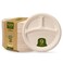 GUSTO 9 Inch 3 Compartment Compostable Paper Plates 125 Pack HeavyDuty Kraft Divided Disposable Biodegradable Plates Brown Unbleached Formerly Comfy Package