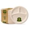 GUSTO 9 Inch 3 Compartment Compostable Paper Plates 125 Pack HeavyDuty Kraft Divided Disposable Biodegradable Plates Brown Unbleached Formerly Comfy Package