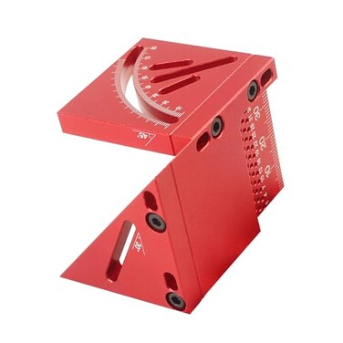 JCFANTS 4590 Degree Aluminum Alloy Woodworking Square Protractor Multi Angle Measuring Ruler High Precision Layout Measuring Tool for Engineer Carpenter Red