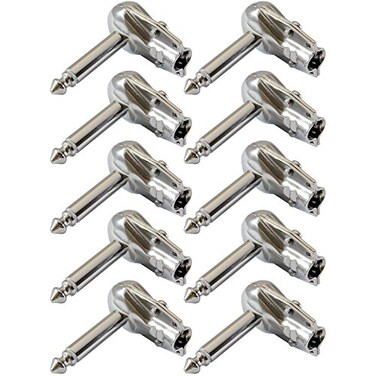 GLS Audio 14 Right Angle Plugs TS Mono Flat Low Profile Pancake Style for Speaker Cables Patch Cables Snakes Male 14 Inch Phono 63mm Phone Plug Bulk 10 Pack