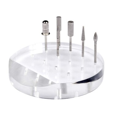 luzen 1Pc Clear Acrylic Nail Drill Bit Holder Stand Case Display Organizer 12 Holes Drill Bit Holder Manicure Tools for Home Use or Profession Nail Salon Use Round