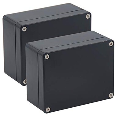 Raculety 2 Pack Project Box IP65 Waterproof Junction Box ABS Plastic Black Electrical Boxes DIY Electronic Project Case Power Enclosure 453x354x217115x90x55mm