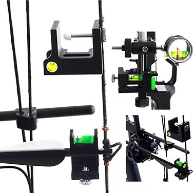 SOPOGER Archery Multifunctional Bow Level Tuning and Mounting String 3D Printing Compound Bow Sight Tuning Bubble Level Combos Tool Kit for Compound Bows Black