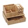 MobileVision Bamboo Makeup Organizer Complete Combo Which INCLUDES: 5 Section Brush Holder, 4 Compartment Cosmetic CaddyDrawer for added extra storage space