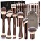 MAANGE 20 PCS Foundation Makeup Brush Set, Double-ended Kabuki Contour Brush for Liquid Powder Concealer Blending Blush Face Makeup Tools with Gift Box (Coffee