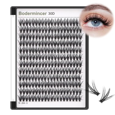 Bodermincer 7D10D20D30D40D50D60D80D100D Lash Cluster 240pcs D Curl Individual Cluster Eyelashes Fluffy false Eyelashes Extension Lash Cluster DIY at Home 30D13mm
