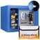 Voncabay Money Safe Box for Home with Sensor Light Fireproof Security Safe Box for Money Safe with Keys Pass Code Lock Box Fireproof Safe with Digital Keypad Blue