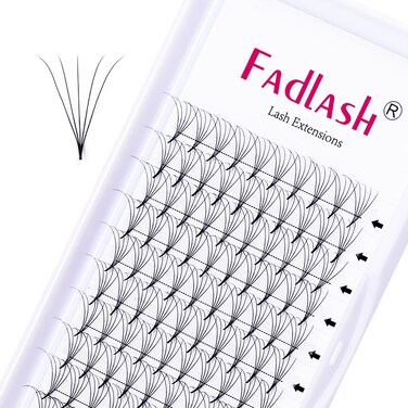FADLASH Volume Lash Extensions C Curl 007 12mm Premade Lash Fans 5D Matte Black Volume Eyelash Extensions Thin Base Pro Ponit Middle Stem Eye Lashes by 5D007C 12mm