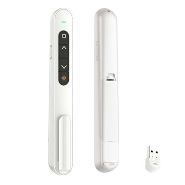 QUI Presentation Clicker with Volume Control 24GHz USB Wireless Presenter Remote PowerPoint Clicker Slide Advancer Compatible with Mac Windows Google Slides Keynote
