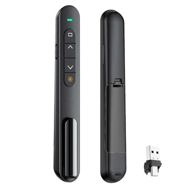 QUI Presentation Clicker with Volume Control 24GHz USB Wireless Presenter Remote PowerPoint Clicker Slide Advancer Compatible with Mac Windows Google Slides Keynote