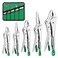 SK 5Piece Locking Pliers Set Long Nose Curved Jaw Locking Pliers Premium CRV Construction Ergonomic Antislip Handle Ideal for Welding or Assembly with Rolling Pouch