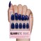 Glamnetic Press On Nails Midnight Blue Opaque Dark Navy Blue Short Almond False Nails Reusable Stick On Fake Nails with Glue Salon Quality 15 Sizes 30 Nail Kit