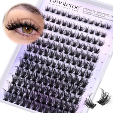 Pawotence Lash Clusters Wispy Kira Cluster Eyelash Extensions 1018mm Individual Lashes DIY Cluster Lashes Extension Soft Comfortable Eyelash Clusters with Thin Band