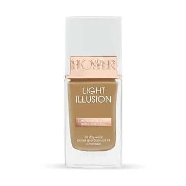 Flower Beauty Light Illusion Foundation with SPF 18 - Liquid Foundation Makeup with Buildable CoverageBreathable/Lightweight Formula - Natural Complexion (Sable