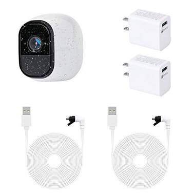 ALERTCAM 2Pack Power Cable for Arlo Pro and Arlo Pro 2 164Ft5m Weatherproof USB Cable with Quick Charge 30 Power Adapter Continuously Charging Your Security Camera by