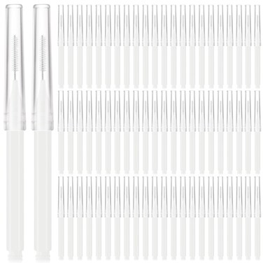 Lallisa 100 Pieces Micro Eyebrow Spoolie Brush with Cap Brow Lamination Tool Eyelash Brush Multifunctional Micro Lash Comb for Eyelash and Eyebrow Extensions ToolWhite