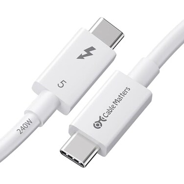 Cable Matters Intel Certified 80Gbps Thunderbolt 5 Cable with up to 120Gbps Bandwidth Boost and 240W Charging 1m 33ft Compatible with Thunderbolt 4 USB4 and USB C White