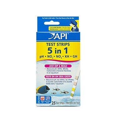 API 5in1 Test Strips Freshwater and Saltwater Aquarium Test Strips 25Count Box