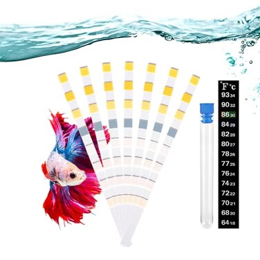 DaToo 8 in 1 Aquarium Test Kit Fish Tank Test Strips Accurate Water Quality Testing Strips for Ammonia PH Total Alkalinity Carbonate Hardness Free Chlorine Nitrate Nitrite Temperature 50 Strips