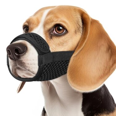 Mayerzon Dog Muzzle with Hook and Loop for Large Medium Small Dogs Patented Soft Mesh Beagle Labrador Puppy Muzzles for Biting Chewing Grooming Breathable Adjustable Allows Panting Drinking