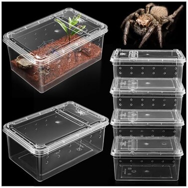 Harhana Small Jumping Spider Enclosure 6 Pack Spider Terrariums Breeding Box Transparent Hatching Container Plastic Feeding Box 6 Pcs Super Mini