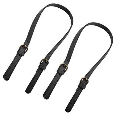 Piutouyar 2 Pcs PU Leather Purse Handles 65cm to 71cm Adjustable Leather Purse Strap Double Buckle Leather Shoulder Strap Replacement Black