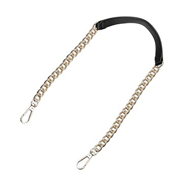uxcell Purse Chain Strap 39 Leather Iron Flat Chain Strap Handbag Chains Purse Handles Shoulder Replacement Strap Black Strap Gold Chain