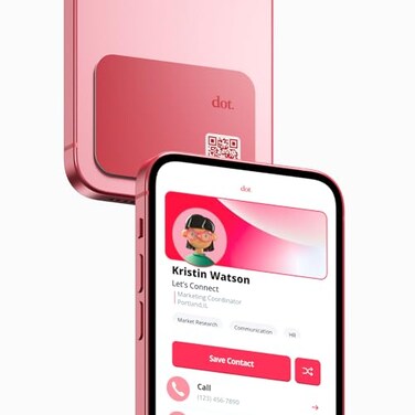 dot. dot Thin Digital Business Card Tap Compatible with iPhone Android Red