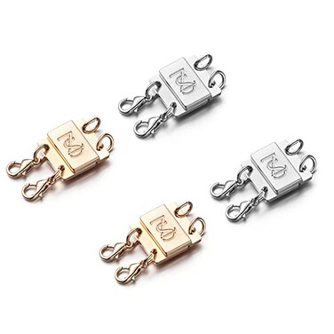 Zpsolution Locking Magnetic Double Necklace Layering Clasp Layered Look Necklace Clasps Separator for Stackable Necklaces and Chains with Storage Box