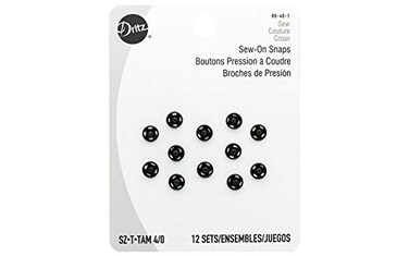 Dritz 80401 SewOn Snaps Black Size 40 12Count
