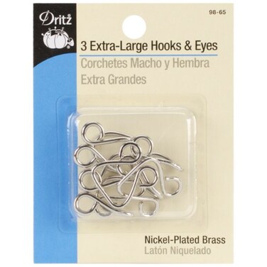 Dritz ExtraLarge Hooks Eyes NickelPlated Brass 3 Count