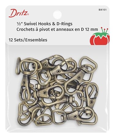 Dritz Swivel Hooks D Rings 12in Antique Brass