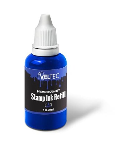 Veltec SelfInking Stamp Refill Ink Squeeze Bottle 1 oz Blue
