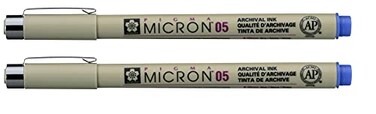 SAKURA PIGMA MICRON 05 FINELINER PEN 045MM LINE WIDTH PACK OF 2 Blue