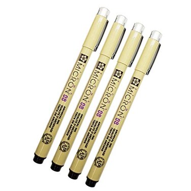 Sakura Pigma Micron 08 Black Pen 05mm Line Width Pack of 4 08