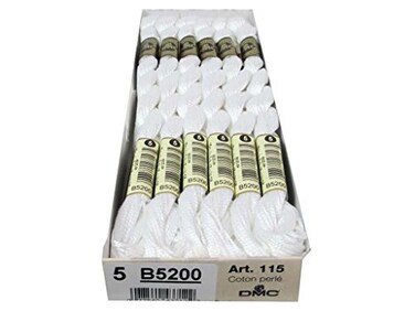 DMC Thread Pearl Cotton Skeins Size 5 273 Yards Snow White 115 5B5200 12Pack